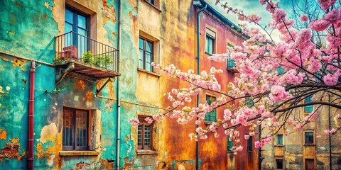 Fototapeta premium Delicate Spring Organic Line Art: Soft Pastel Urban Exploration Textures