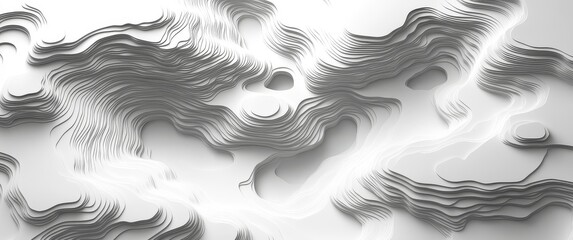 Fototapeta premium Abstract White Paper Cut Background with Topographic Patterns, Vector Illustration in Flat Design.