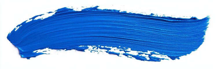 Fototapeta premium Bright Blue Paint Stroke on White Background for Art and Design