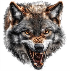 Realistic Wolf Portrait Vector Illustration - Fierce and Powerful Wildlife Predator
