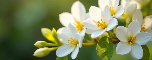 Obraz premium Close-up of delicate white flowers adorned with shimmering gold leaves, petal, shiny