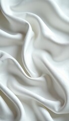 Fototapeta premium Close-up of delicate white silk fabric with intricate folds and shadows, intricate, white