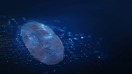 Naklejka premium Floating Digital Fingerprint Scanner With A Glowing Biometric Authentication System, High-Tech Security Concept, Minimal And Modern.