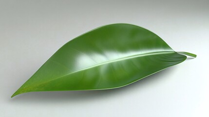 Obraz premium Single green leaf, isolated, studio shot, nature background, eco-friendly design