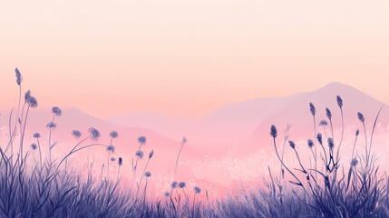 A soft pastel gradient transitioning from peach to soft lavender, creating a calm and inviting wallpaper with smooth transitions. Harmonious - Meadow. Illustration