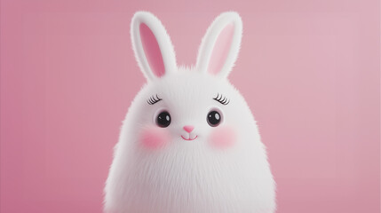 Obraz premium ふわふわで愛らしい白うさぎのキュートなポートレート
