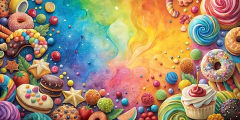 Delicious Sweet Treats Background with Artistic Paintbrush Strokes - Copy Space