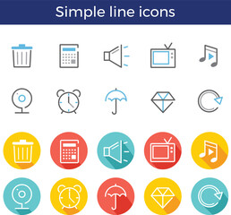 Business simple line icon set, vector illustration