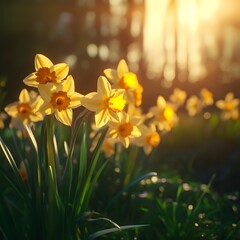 Fototapeta premium Daffodils in Golden Light