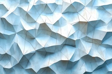 Obraz premium Abstract white background with low-poly design, modern geometric wallpaper, minimalist style, light colors, soft shadows, space for text.