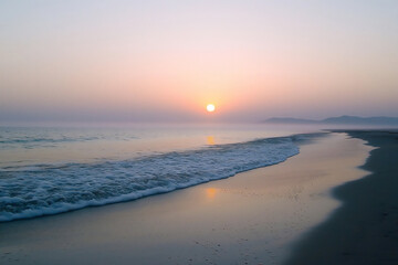 mediterranean sea spring sunrise foggy beach