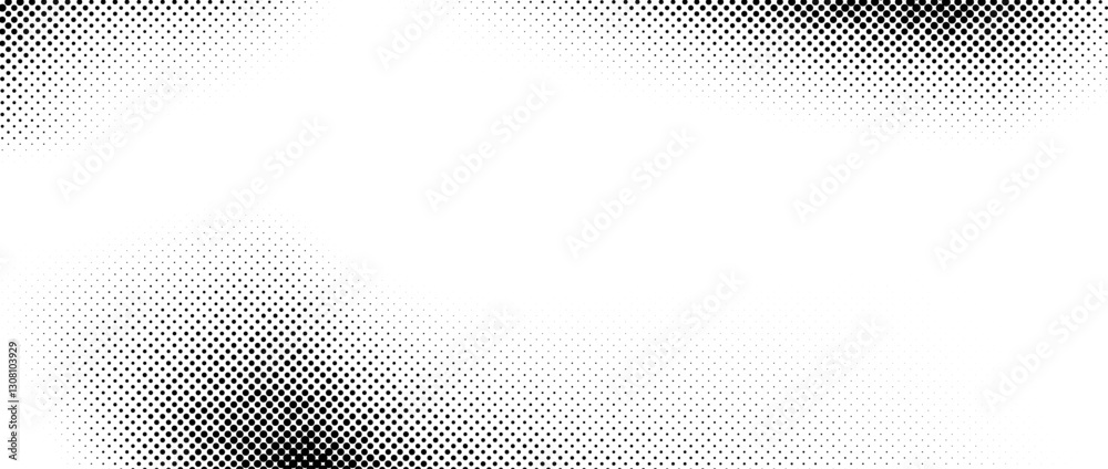 Poster dotted halftone texture background. monochrome pop art gradient overlay. vanishing grunge gritty noi