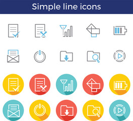 Business simple line icon set, vector illustration