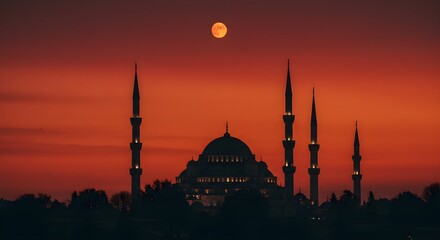 Obraz premium silhouette mosque at evening
