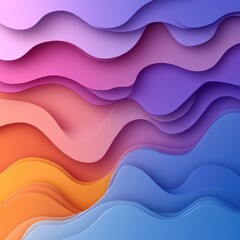 Abstract design featuring layered waves in gradient colors.