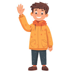 Fototapeta premium Boy waving hand illustration cartoon smiling vector