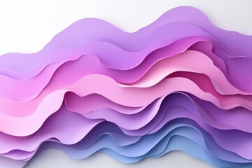 A colorful wave of layered paper in shades of purple and pink, creating a dynamic visual effect.