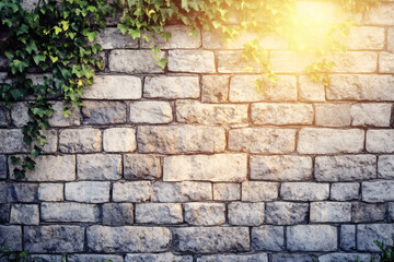 Rustic stone wall with creeper plants creating a natural ambiance