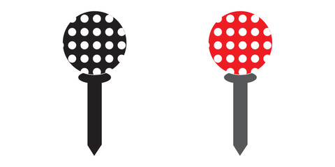 golf ball on tee icon vector set on white background.