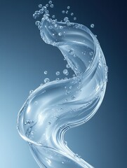 A swirling motion of clear water with bubbles against a gradient background.