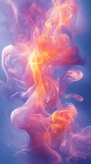 A vibrant abstract composition of swirling colors and textures resembling smoke or vapor.