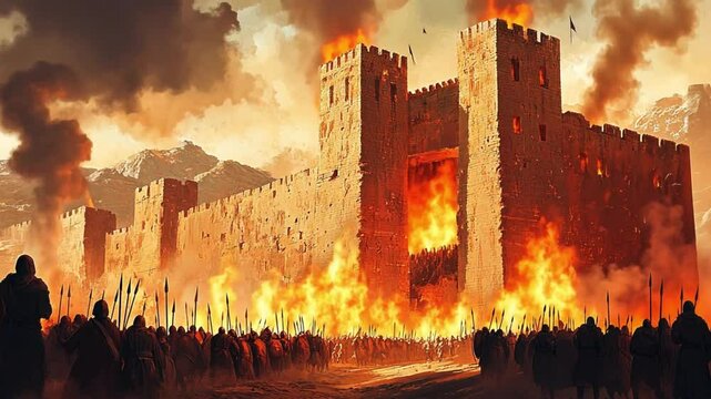 Historic Siege of Jericho. The Collapse of Mighty Walls