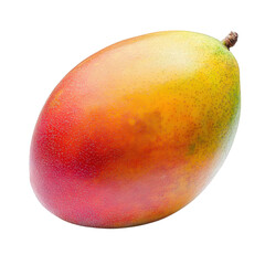 ripe mango. showcasing its vibrant colors of yellow. orange. and red with a smooth skin texture the mango is positioned against a plain white background. emphasizing its natural beauty and inviting ap