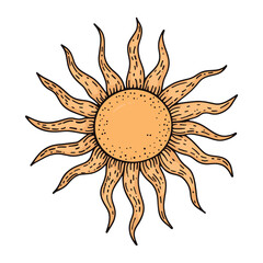 Hand-drawn sun icon illustration design art vector