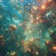 Fototapeta premium A breathtaking image of a star-filled sky, showcasing a dazzling bright star cluster at the center, surrounded by countless twinkling stars against a deep, dark backdrop.