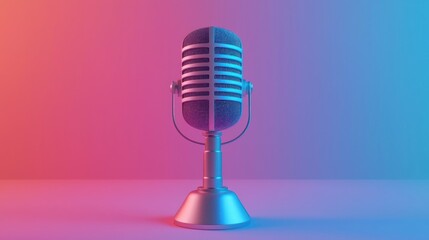 A sleek podcast cover design featuring a bold microphone icon and vibrant colors.