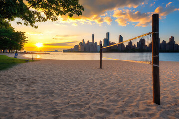 Fototapeta premium nyc sunset artificial beach