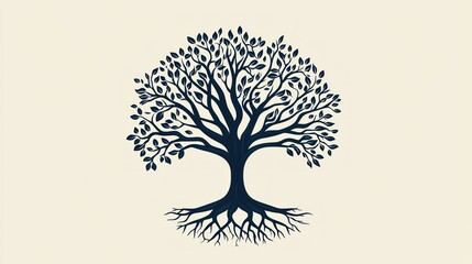 A stylized tree icon with roots and branches forming a balanced shape.