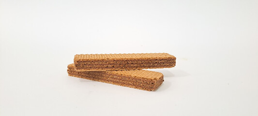 chocolate wafer on white background	
