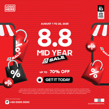Premium Mid year promotion Social Media Sale Flyer Template