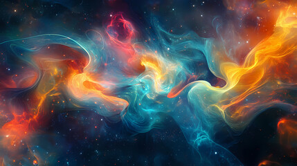 Fototapeta premium A cosmic dance of vibrant colors and lines capturing the elusive and everchanging nature of quantum foam. Elusive - Spirit. Illustration