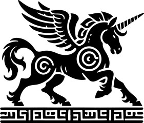 sketch vector illustration silhouette icon logo symbol mandala classic modern animal mythology horse unicorn  