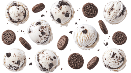 Delicious cookies n' cream ice cream png with transparent background for digital design projects and marketing materials.