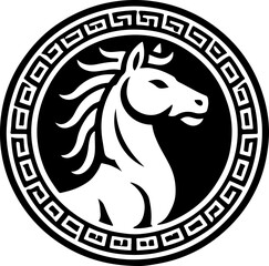 sketch vector illustration silhouette icon logo symbol mandala classic modern animal mythology horse unicorn 