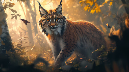 Capture the elusive eurasian lynx: stunning wildlife photography showcasing its majestic presence in the wild. Elusive - Spirit. Illustration