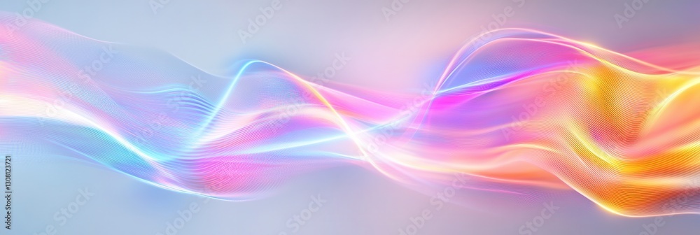 Aufkleber Neon light trails create an abstract futuristic design with smooth glowing lines on a bright background Generative AI