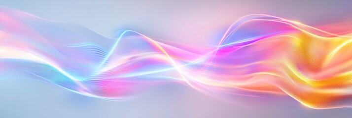 Neon light trails create an abstract futuristic design with smooth glowing lines on a bright background Generative AI