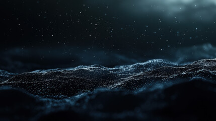 A moody, bioluminescent in black minimalist background 