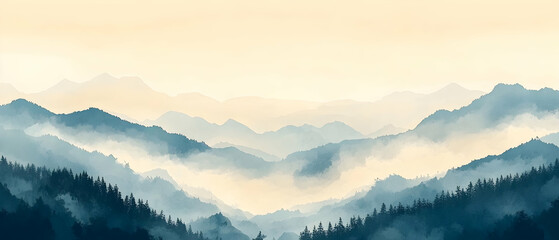 Obraz premium Misty mountain sunrise, scenic view