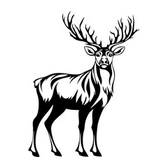 Fototapeta premium Simple Reindee linear illustration wildlife stencil vector