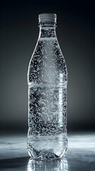 Sparkling Water Bottle Product Photography, Realistic Image of Carbonated Drink in Plastic Bottle
