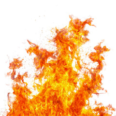 Flames dancing in vibrant orange and yellow hues create dynamic fire effect. intense heat and energy evoke sense of power and movement