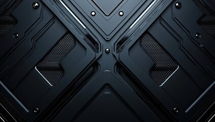 Dark Abstract Pattern with Geometric Shapes and Reflective Surfaces in a Modern Design Featuring Lines and Textures for Background Use