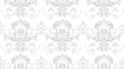 Obraz premium Elegant gray damask pattern, seamless texture, white background, design wallpaper