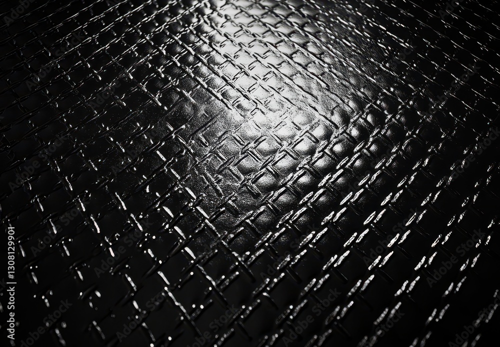 Poster dark textured surface with diamond pattern in glossy finish under soft light highlighting depth and 