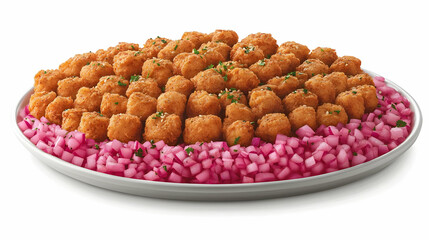 Crispy Tater Tots with Diced Red Onions-A Delicious Food Photography Image